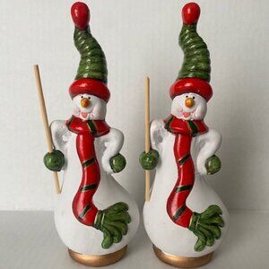 Lennox Christmas "Snowmen" Pair 8 inch. Ceramic hand painted